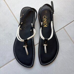 Kino 10 Key West Leather Nautical‎ Sandals Coastal Rope Knot Beach Boho Comfy